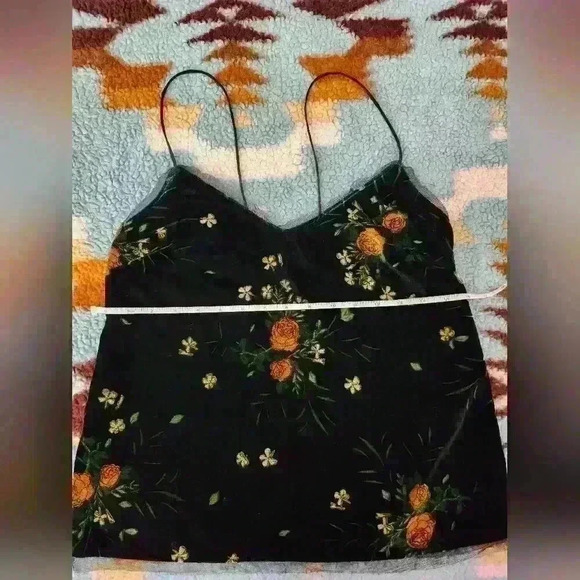 Zara Basic Velvet Tank Top | Floral Camisole - Picture 2 of 5